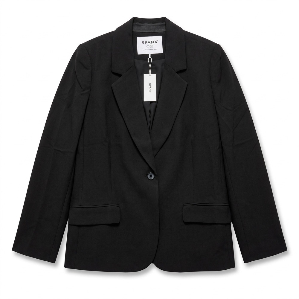 Spanx XL Black Blazer Womens Casual Professional Minimalist Single Button Coat